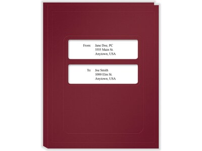 ComplyRight Double-Window Tax Presentation Folder, Burgundy, 50/Pack (FBU11)