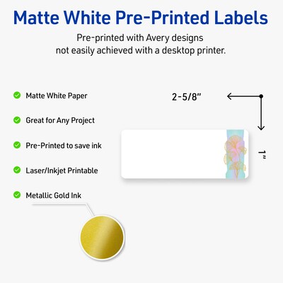 Avery Laser/Inkjet Rectangle Multipurpose Labels, 1 x 2-5/8, White, 160/Pack (S00EVC)