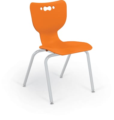 MooreCo 18 Hierarchy Student Chair with 4 Legs, Orange/Platinum Base (703673562058)