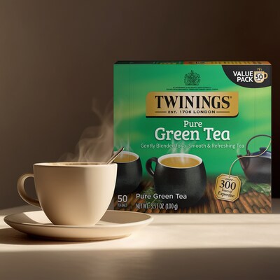 Twinings Pure Green Tea Bags, 50/Box (TNA82224)