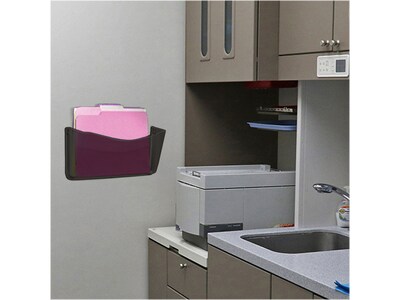 Azar Literature Holder, 7" x 14.63", Wall Mounted, Grey/Smoke Plastic, 4/Pack (250035-SMK)