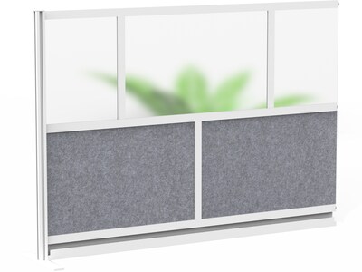 Luxor Modular Room Divider Add-On Wall, 48H x 70W, Gray PET/Frosted Acrylic (MW-7048-XFCG)