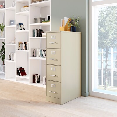 Quill Brand® Commercial 4 File Drawer Vertical File Cabinet, Locking, Putty/Beige, Letter, 26.5"D (13443D)