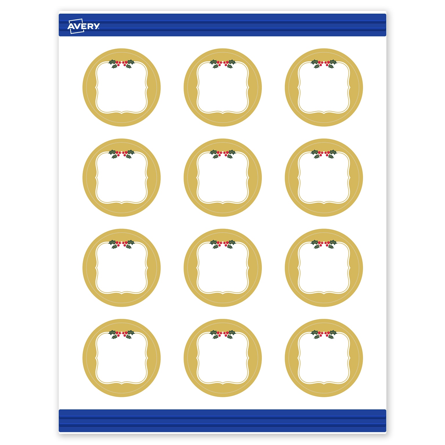 Avery Gold-Metallic Berries Matte Blank Card, White, 120/Pack (S00-FGS)