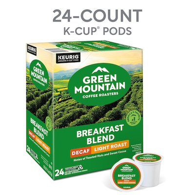 Green Mountain Breakfast Blend Decaf Coffee Keurig® K-Cup® Pods, Light Roast, 24/Box (5000378812)