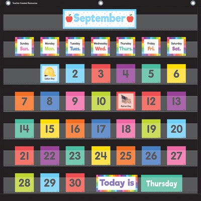 Teacher Created Resources Colorful Calendar Pocket Chart Cards, 104 Per Pack, 3 Packs (TCR8345-3)