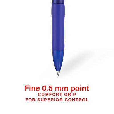 Staples Aura Retractable Gel Pens, Fine Point, Blue Ink, Dozen (50365)