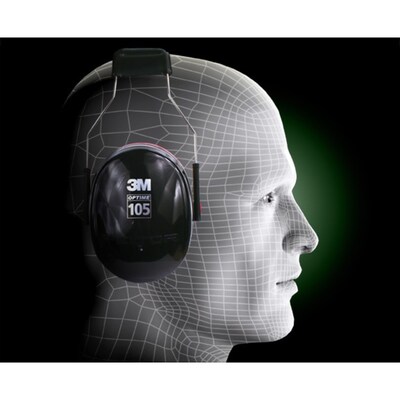 3M Peltor Optime 105 Over-the Head Earmuffs, 27 dB, Black/Red (H10A)