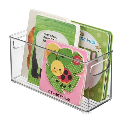 iDESIGN Small Stackable Plastic Storage Bin with Handles, 5" x 4" x 10", Clear, 4/Pack (95586N)