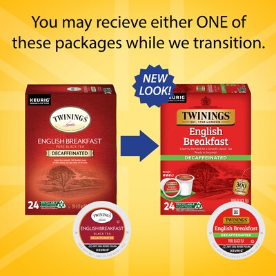 Twinings English Breakfast Decaf Black Tea, Keurig® K-Cup® Pods, 24/Box (TNA85784)