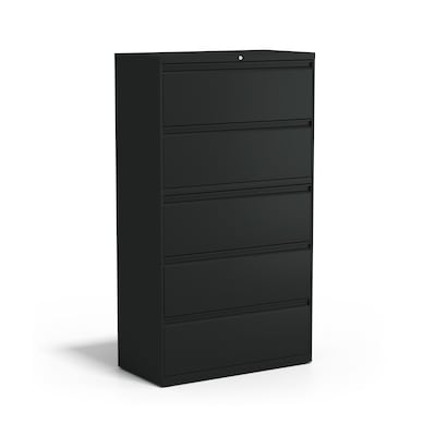 Quill Brand® HL8000 Commercial 5-Drawer Lateral File Cabinet, Locking, Letter/Legal, Black, 36W (21