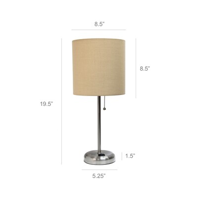 Simple Designs 19.50" LED Table Lamp with Charging Outlet, Tan (LT2024-TAN)