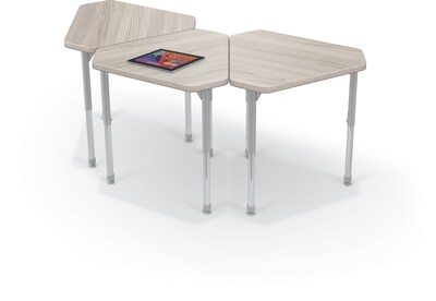 MooreCo Hierarchy Monroe Desk, 30"W x 27"D, Grey Elm/Platinum Base (703673562942)