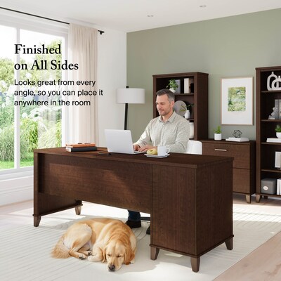 Bush Furniture Somerset 72"W Office Desk with Drawers, Mocha Cherry (WC81872)