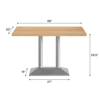 Flash Furniture Bennett Wooden Commercial Indoor Table, 48" x 30", Natural Top/Silver Base (GSF3048NTTB002S)