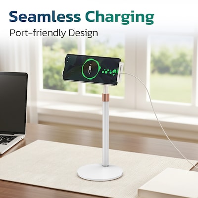 Purely Height Adjustable Phone and Tablet Stand with 360-Degree Rotating Base, White (PPSH119WH)