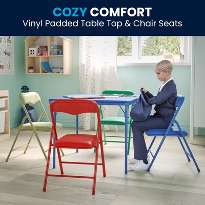 Flash Furniture Mindy Square Kids 5 Piece Folding Table and Chair Set, 24" x 24", Multicolored (JB9KID)