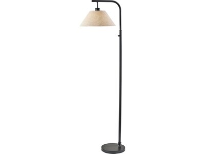 Simplee Adesso Hayes 58 Matte Black Floor Lamp with Tapered Light Brown Shade (SL1181-01)