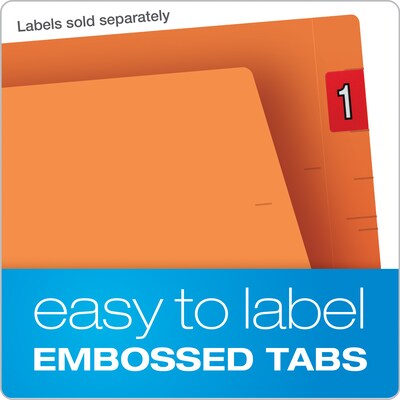 Pendaflex Recycled Heavy Duty End Tab File Folder, Straight Cut, Letter Size, Orange, 100/Box (H110DOR)