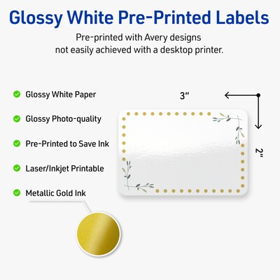 Avery Laser/Inkjet Rectangle Multipurpose Labels, 2 x 3, White, 80/Pack (S00-DN2)