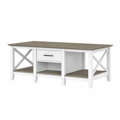 Bush Furniture Key West 47.2 x 23.94 Coffee Table, Shiplap Gray/Pure White (KWT148G2W-03)
