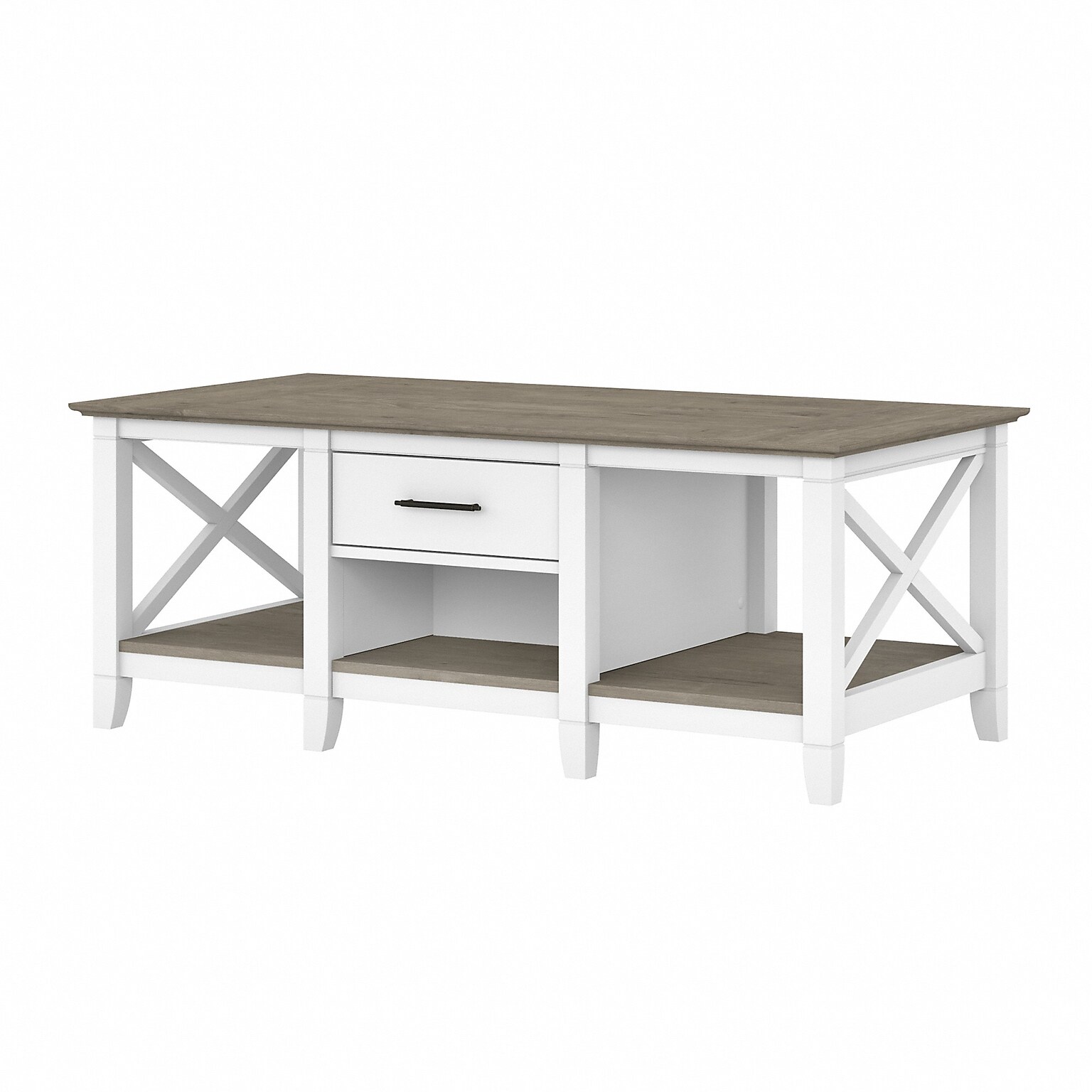 Bush Furniture Key West 47 x 24 Coffee Table, Shiplap Gray/Pure White (KWT148G2W-03)