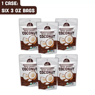 Mavuno Harvest Organic Dried Coconut Dipped in Dark Chocolate Fruit Snacks, 3 oz., 6 Bags/Pack (MAHW-CCN36PK)