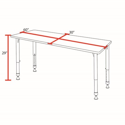 Regency Rectangular Activity Table, 60" x 30", Height Adjustable, Maple (MT6030PLAPBK)