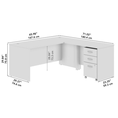 Bush Business Furniture Westfield 66"W L Shaped Desk with 42W Return and Mobile File Cabinet, Mocha Cherry (SRC165MRSU)