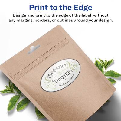 Avery Laser/Inkjet Multipurpose Oval Labels, 5" Dia, Glossy White, 75/Pack (94052)