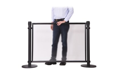 Queue Solutions 34" x 4' Acrylic Stanchion Post Panel Kit, Frosted (PNL4834B-FA-4COL)