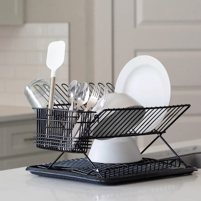 Better Houseware Jr. Coated Steel Dish Rack, Black (BTH1483E)