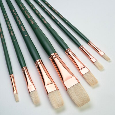 Silver Brush Natural Hog Bristle, Grand Prix All Flat Brushes, 7/Pack (SLVGP1064)