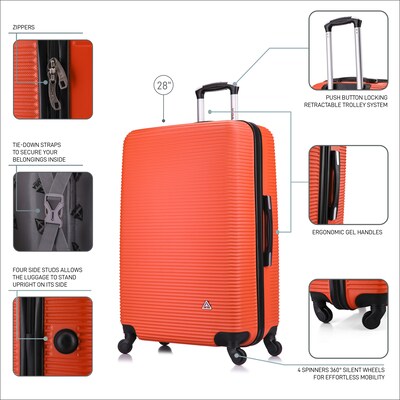 InUSA Royal 28" Hardside Suitcase, 4-Wheeled Spinner, TSA Checkpoint Friendly, Orange (IUROY00L-ORG)