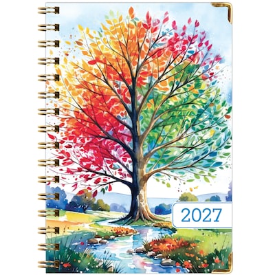 2027 Excello Brands 6" x 8" Weekly & Monthly Standard Planner, Paperboard Cover, Tree Seasons (FSHN-CY27-58-20)