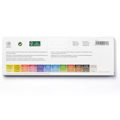 Winsor and Newton Cotman Watercolor Paint Tube Set, Assorted Colors, 8 mL, 12/Set (WNX0390636)
