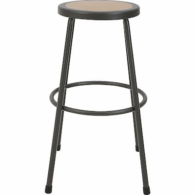 Lorell Industrial Metal/Wood 30" Shop Stool without Back, Light Gray (LLR83082)