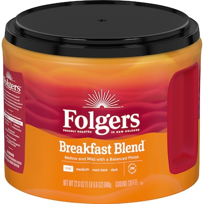 Folgers Breakfast Blend Ground Coffee, Light Roast, 22.6 oz. (2550020529)