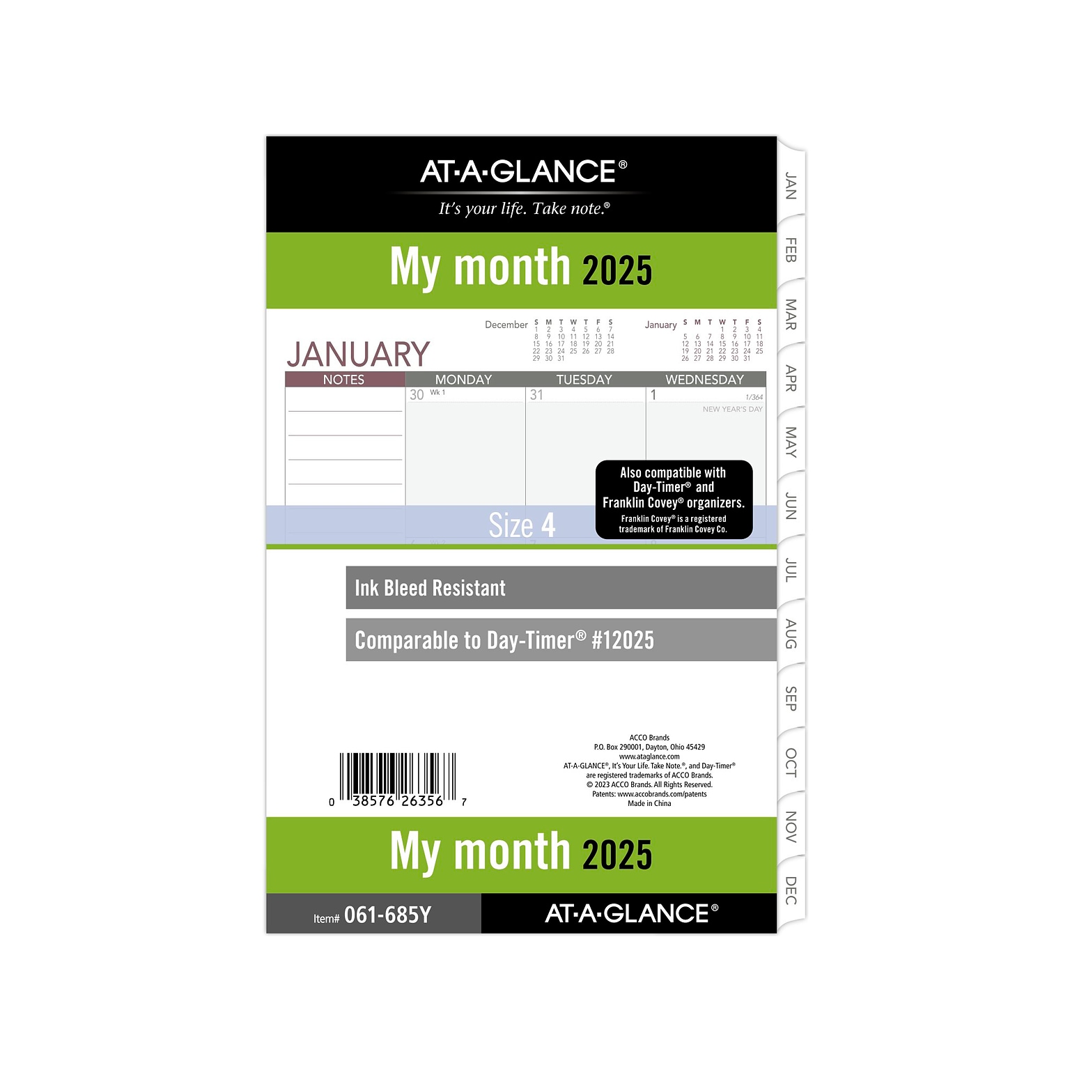2025 AT-A-GLANCE 5.5 x 8.5 Monthly Planner Refill Pages, White/Gray (061-685Y-25)