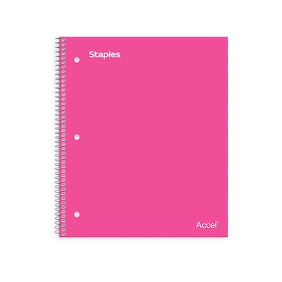 Staples Premium 1-Subject Notebook, 8.5" x 11", College Ruled, 100 Sheets, Pink (ST51448D)