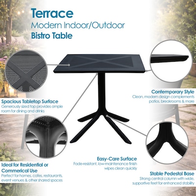 Regency Niche Terrace Square Bistro Table, 31.5"D x 31.5"W, Black (TOB3131BK)