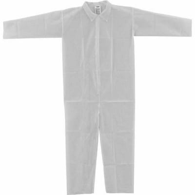Global Industrial Disposable Polypropylene Coverall, Open Wrists/Ankles, WHT, 3XL, 25/Case (708185XXXL)