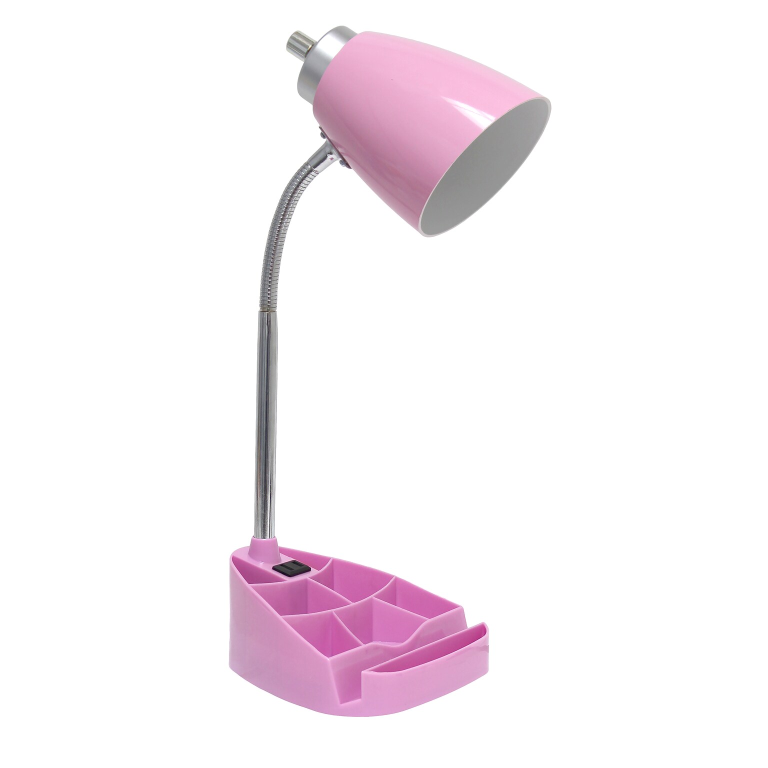 Creekwood Home Sleek Essentials 18.5 Flexible Coordinating Desk Lamp with Charging Outlet and Storage, Pink (CWD-1005-PN)