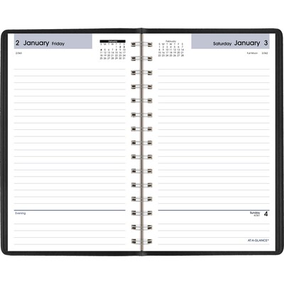 2026 AT-A-GLANCE DayMinder 5 x 8 Daily Planner, Faux Leather Cover, Black (SK46-00-26)
