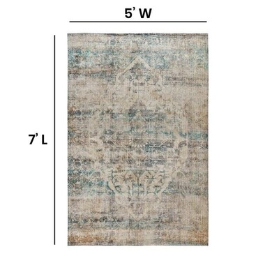Flash Furniture Dana Collection Polyester 84" x 61.5" Rectangular Handmade Rug, Blue (RCRG1901657)
