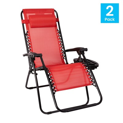 Flash Furniture Celestial Folding Reclining Lounge Chair, Red, 2 Pack (2GM103122SSRD)