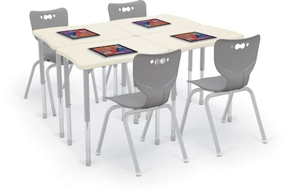 MooreCo Hierarchy Creator Desk, 32"W x 22"D, Neutral Weft/Platinum Base (703673562973)