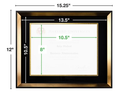 Excello Global Products 11" x 14" Resin Photo/Document Frame, Black/Gold (EGP-HD-0332)