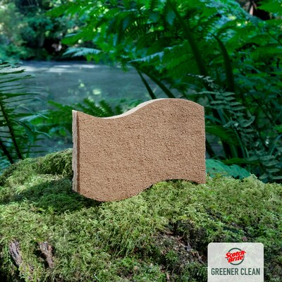 Scotch-Brite Greener Clean Non-Scratch Scrub Sponge, Tan, 3/Pack (97033)