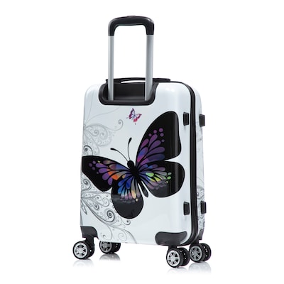 InUSA 20" Hardside Butterfly Carry-On Suitcase, 4-Wheeled Spinner, TSA Checkpoint Friendly, Butterfly (IUAPC00S-BUT)